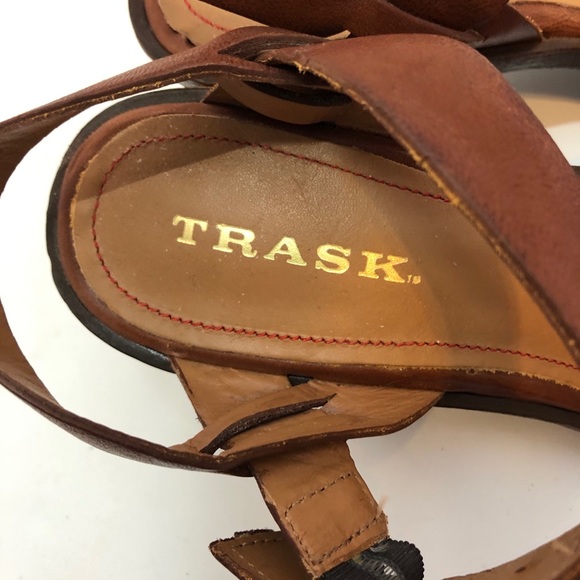 Trask Summer Brown Leather Heeled Sandal Sz 7 - Picture 7 of 7